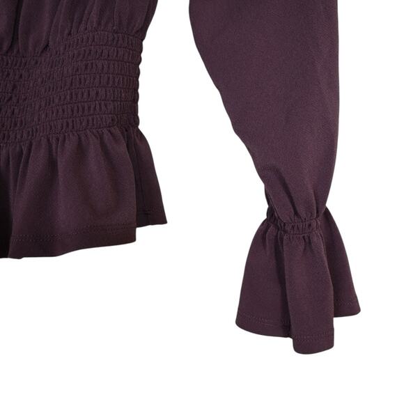 Express One Eleven Women's XS Dark Purple Peasant Top - Picture 6 of 9